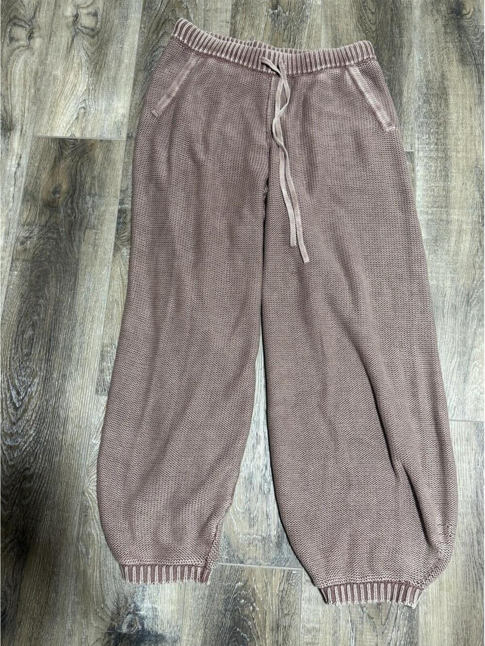 American Eagle Mineral Wash Waffle Knit Balloon Lounge Pants Mauve M